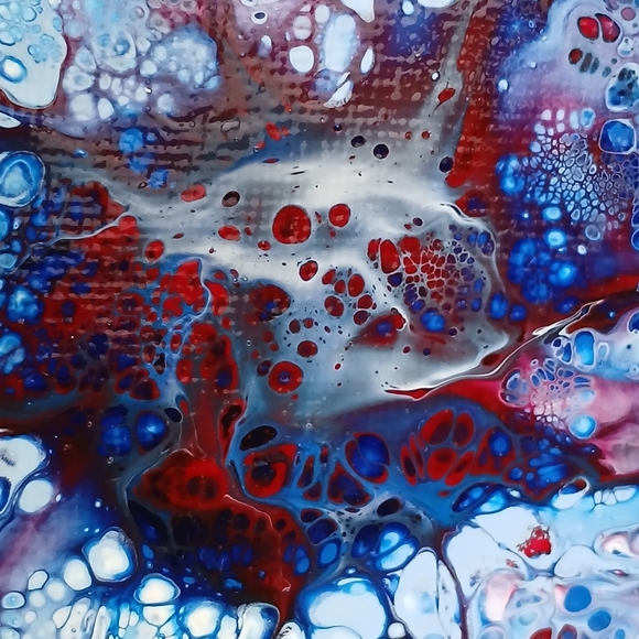 "Orb Eruption" Acrylic Pour Painted Magnetic Stretched Canvas - Picture 3 of 6